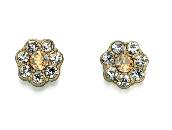 Fiorelli Fashion Gold Plated Gold & Clear Crystal Flower Stud Earrings
