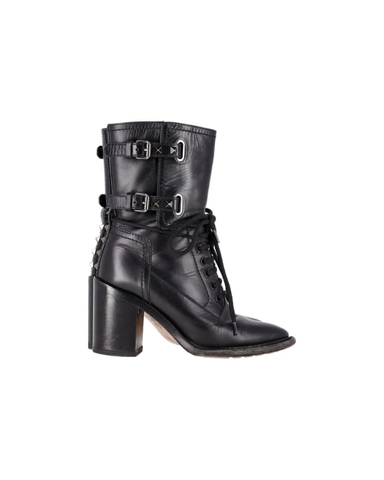 Valentino Garavani Rockstud Dubbelgesp Hakken in Zwart Leer - Image 1