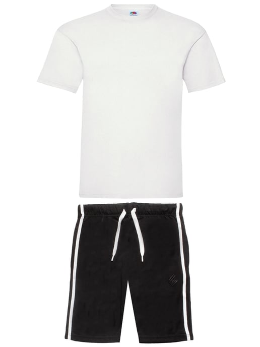Enzo | Heren T-shirt & Korte Broek Loungewear Set - Wit/Zwart - Image 1