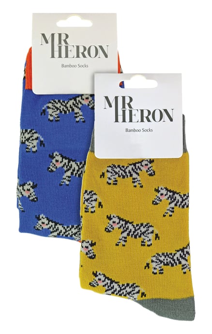 2 Paar Bamboe Sokken Jongens | Mr Heron | Sokken met dierenpatroon voor kinderen | Sokken met nieuw ontwerp - Zebra - Image 2
