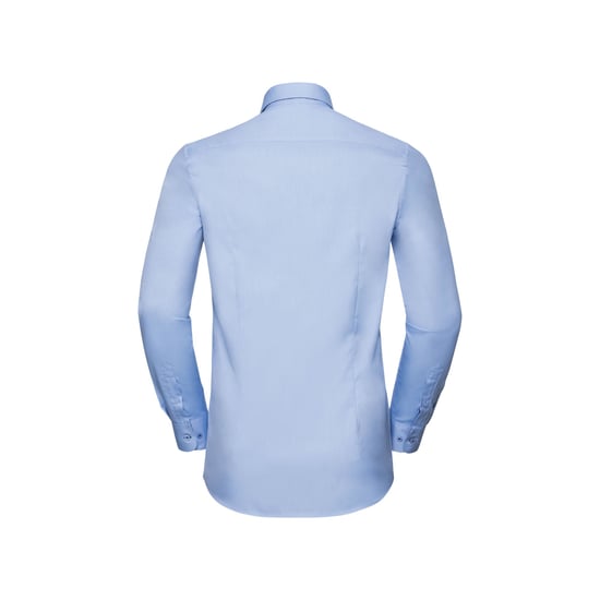 Russell Heren Formeel Overhemd met Contrast Visgraatsteek Getailleerde Lange Mouwen (Lichtblauw/Middenblauw/Bright Navy) - Image 2