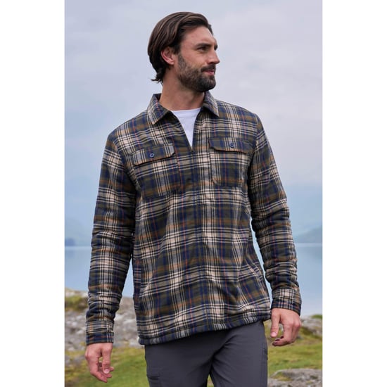 Mountain Warehouse Mens Stream II Flannel Lined Shirt (Dark Khaki)