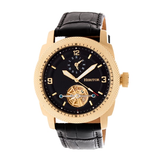 Heritor Automatische Helmsley Semi-Skeletone Leerband Horloge - Image 1