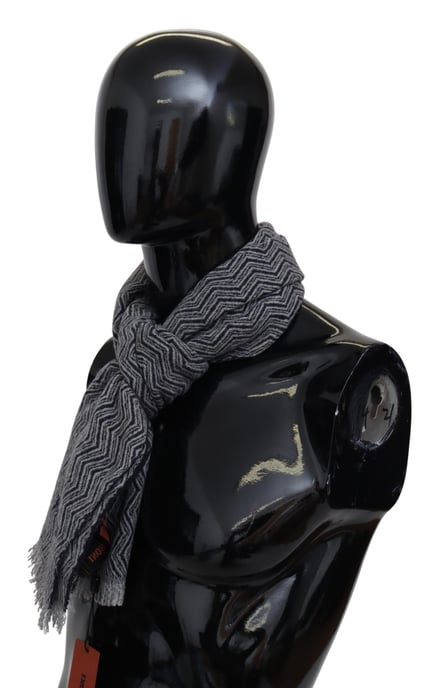 Missoni Mannen Grijs Zigzagpatroon Kasjmier Unisex Nek Wikkel Sjaal - Image 2