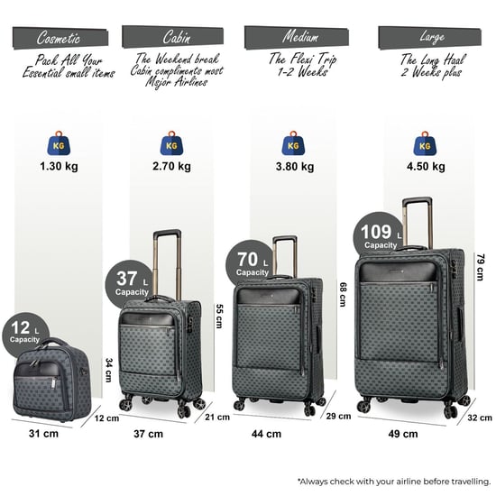 Gray extended travel pack, robust Softshell suitcase