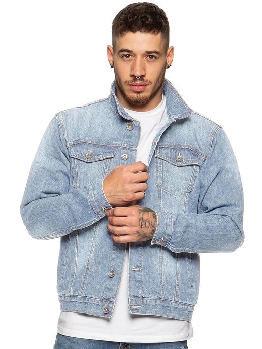 Enzo Heren Enzo Denim Designer Jas - Lichtblauw - Image 1