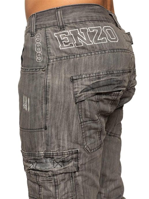 Enzo | Heren Combat Denim Jeans - Grijs - Image 4