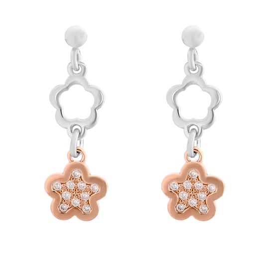 Orphelia 'Nixie' Dames 925 Zilveren Hanger Oorbellen - Zilver/Roze ZO-7377 - Image 1