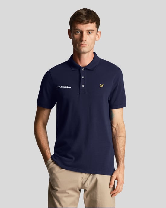 Lyle & Scott men's polo shirt with Co-Ordinates print in navy blue