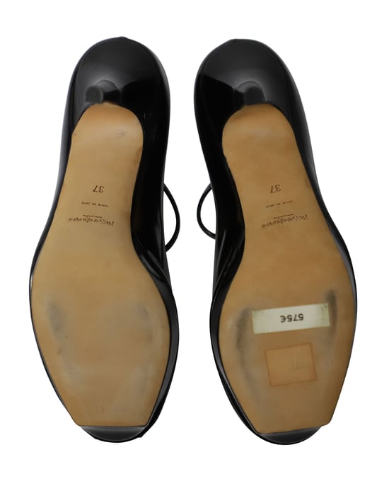 Yves Saint Laurent Peep Toe Platform Mary Jane Pumps in Black Patent Leather - Image 5