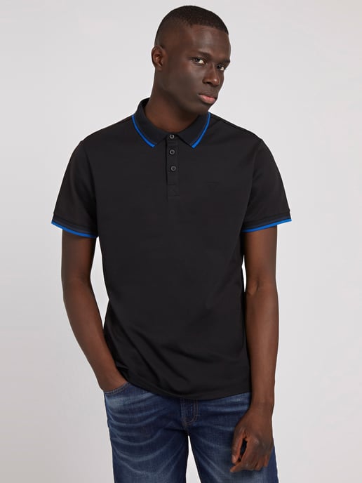 Guess Mens Short Sleeve Sports Pique Triangle Polo Shirt