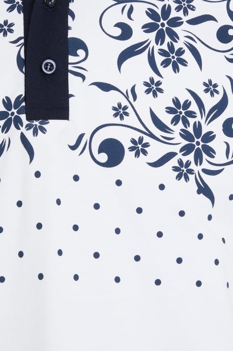 Floral and Spots Polo in White
