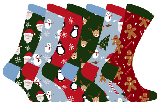 Nieuwe kerstsokken voor kinderen met leuke patronen - 6 Pack - Image 1