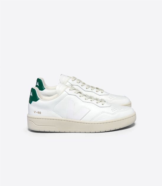 Veja V-90 Leather Heren Wit/Groen Sportschoenen - Image 1