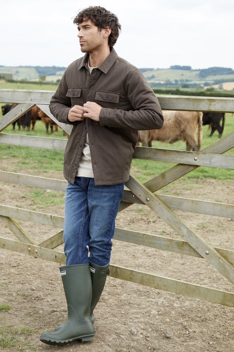Chocolate 'Grande' Check Lined Cotton Shacket