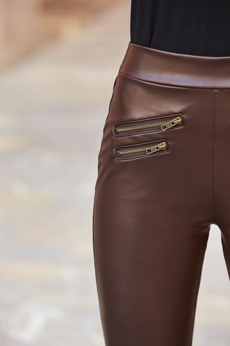 Chocolate Brown Leather Look Premium Leggings