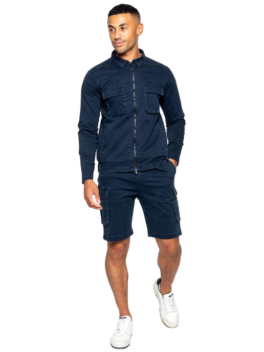 Enzo | Heren Cargo Trainingspak Met Korte Broek Set - Navy - Image 2