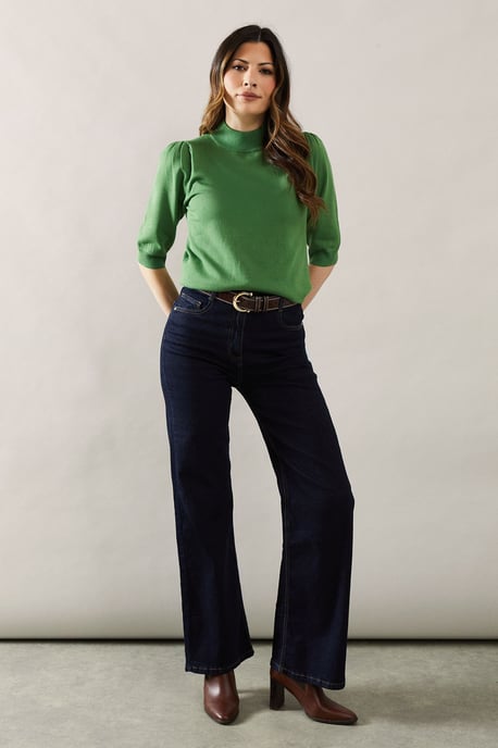 Fine Gauge Puff Sleeve Knitted Top