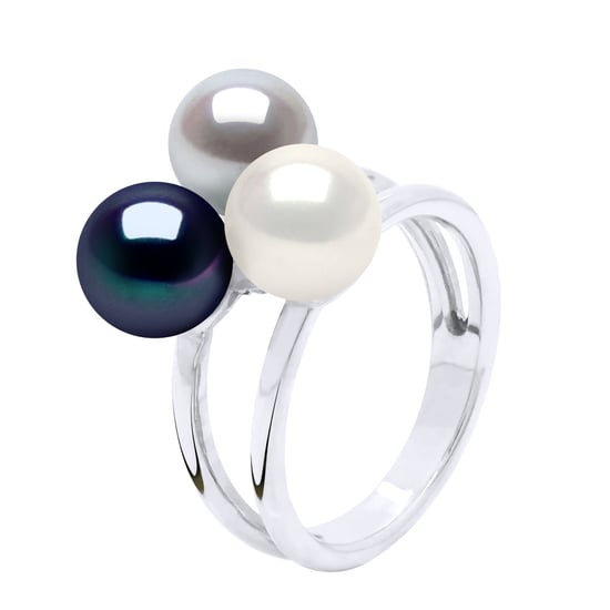 Ring Trilogie Bulk - 3 Real Cultured Freshwater Pearls Round 7-8 mm