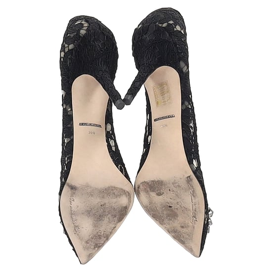 Dolce & Gabbana Lace Rainbow Pumps with Brooch in Black Rayon - Image 6