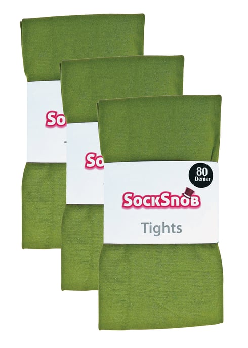 3 paar dames gekleurde ondoorzichtige 80 denier panty's - Khaki - Image 2