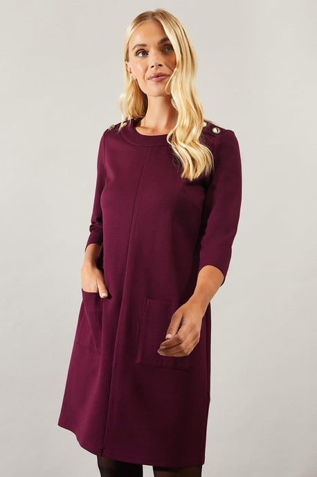 Petite Pocket Detail Ponte Shift Dress - Image 1