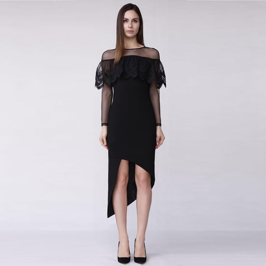 Gevangen cocktailjurk in mantelhaling jersey, tule en kant - Image 1