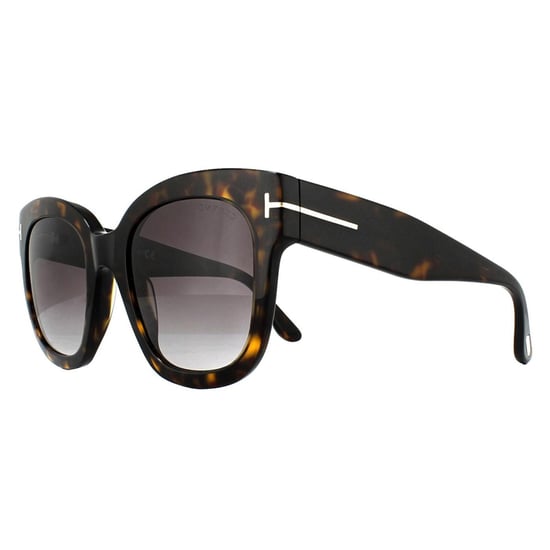 Tom Ford Square Womens Dark Havana Bordeaux Gradient Sunglasses