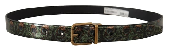 Dolce & Gabbana Men's Multicolor Leather Vernice Pavone Bronze Metal Belt