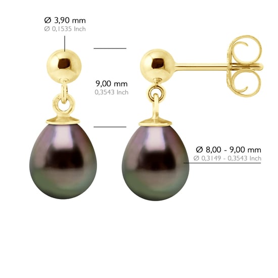 Oorbellen Echte Cultiveerde Tahiti Parel Pear 8-9 mm - Image 2