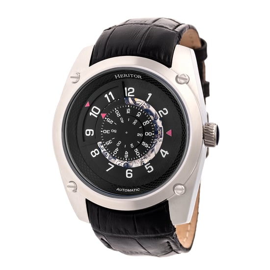Heritor Automatic Daniels Semi-Skeleton Leather-Band Watch