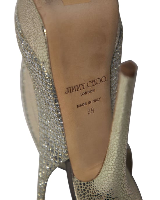 Jimmy Choo Vita Glitter Pumps in Champagne Leather - Image 6