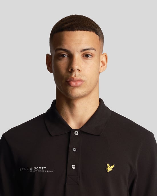 Lyle & Scott men's polo shirt with matching print in black