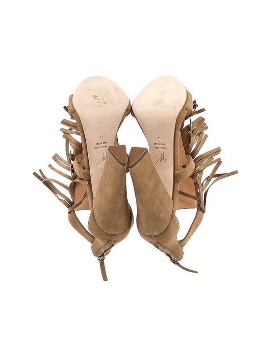 Giuseppe Zanotti Alabama Fringed Sandals in Beige Suede - Image 6