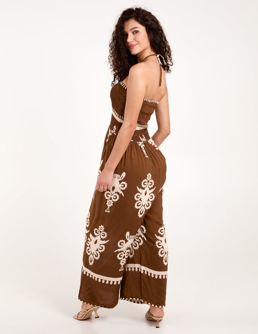 Strapless Elasticated Jumpsuit With Pocket