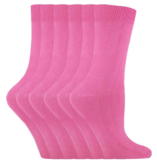 Set van 6 effen, casual katoenen damessokken - PL30 Rose - Image 1
