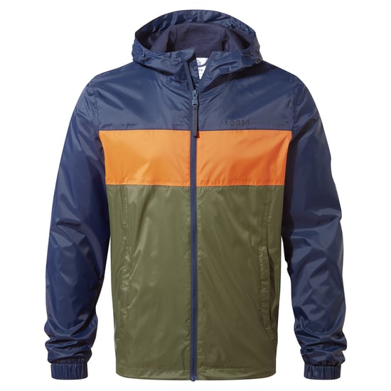 Craven Mens Waterproof Packaway Jacket Khaki/Navy/Dark Orange Colour Block