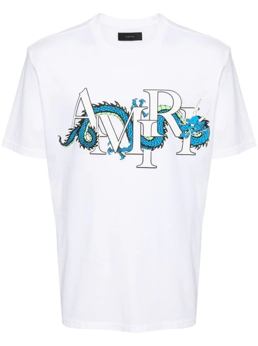 Amiri Lunar New Year Blue Dragon Printed T-Shirt in White
