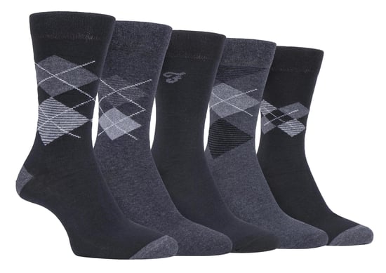 Farah - 5-Pack Heren Dun Ademend Klassiek Argyle Patroon Zachte Bovenkant Katoenen Dress Sokken - FCS270BLKCHA (Argyle) - Image 1