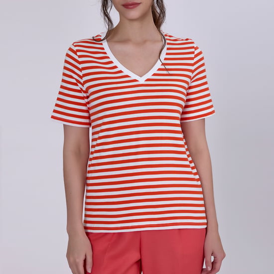 V nekstrepen katoen t-shirt - Image 2