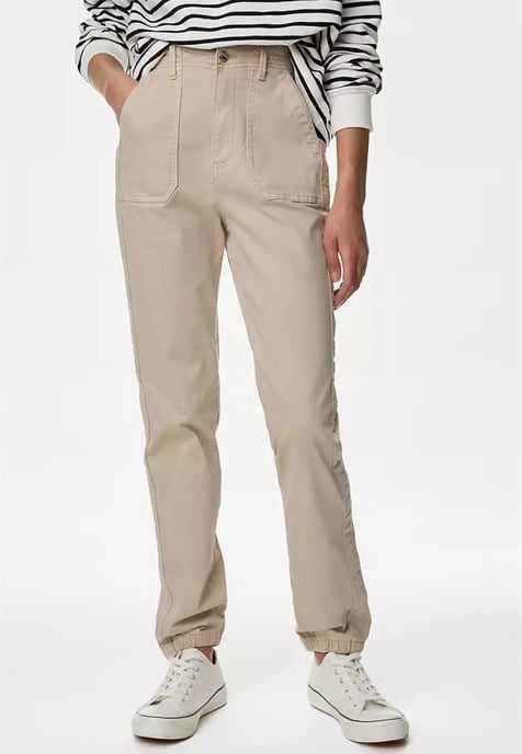 M&S Collection Dames Katoenmix Slim Fit Enkel Grazer Joggers Zand - Image 1