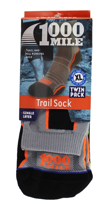1000 Mile - 2-Pack Heren Trail Enkele Laag Vochtregulerende Merino Wol Sokken - Grijs - Image 2