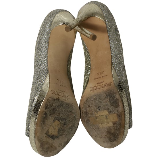 Jimmy Choo Metallic Luna Open Toe Pumps in Goud Leer - Image 5