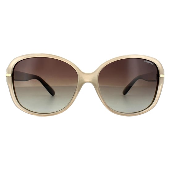 Polaroid Butterfly Womens Beige Havana Brown Gradient Polarized Sunglasses