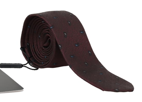 Dolce & Gabbana Heren Bordeaux 100% Zijden Patroon Slanke Stropdas - Image 1