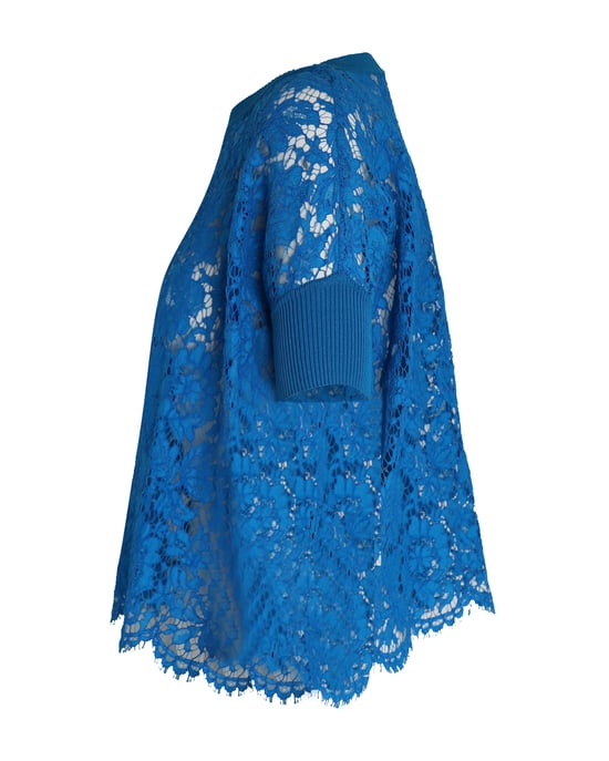 Valentino Garavani Lace T-shirt in Blue Cotton