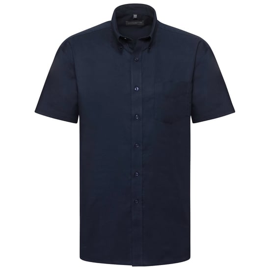 Russell Collection Mens Oxford Easy-Care Short-Sleeved Shirt (Bright Navy)