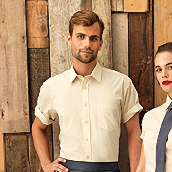 Premier Heren Korte Mouw Formele Poplin Gewoon Werk Shirt (Natuurlijk) - Image 2