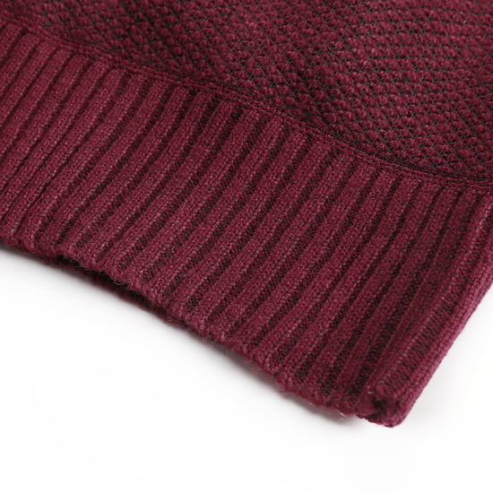 Heren Winter Transitie Cardigan met Capuchon Gevoerde Grof Gebreide Capuchon Warme Jas Bordeaux - Image 5