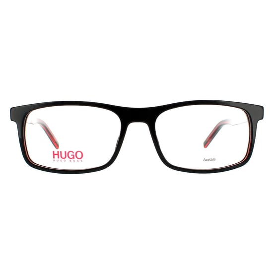 Hugo by Hugo Boss Rectangular Mens Black Red Glasses